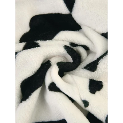 Agnes Orinda Women's Plus Size Flannel Cow Print Self Tie Waist Mid-Length Robe - Image 5