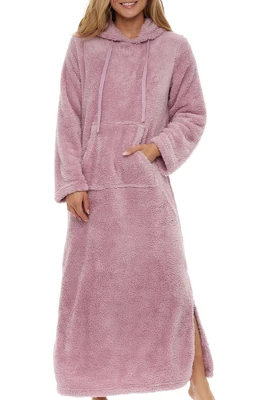 Women's Soft Plush Sweatshirt Robe, Long Hooded Fleece Loungewear - Image 11