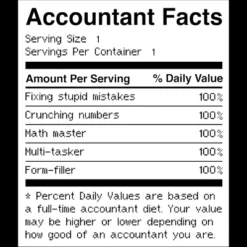 Junior's Design By Humans Accountant Nutrition Facts Label By EJamjar T-Shirt