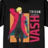 Trigun Stampede Vash On Rectangle Block Crew Neck Short Sleeve Women's Black T-shirt