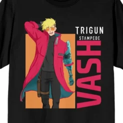 Trigun Stampede Vash On Rectangle Block Crew Neck Short Sleeve Women's Black T-shirt