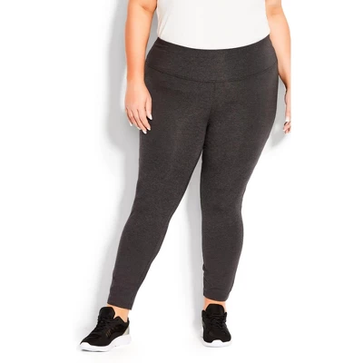 Women's Plus Size Pima High Rise Legging Charcoal - Petite | AVENUE LEISURE - Image 6