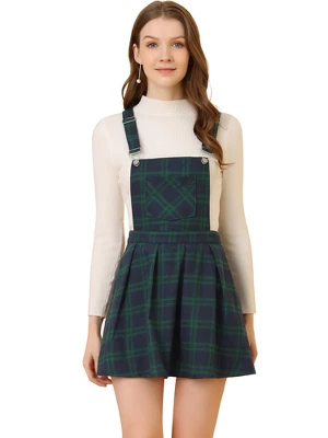 Allegra K Women's Checks Adjustable Strap Pinafore Overall Suspender Skirt - Image 7