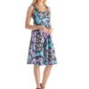 Womens Butterfly Pattern Knee Length Sleeveless Tank Top Dress
