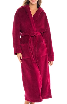 Women's Classic Winter Robe, Hooded Cozy Plush Fleece Bathrobe - Image 7