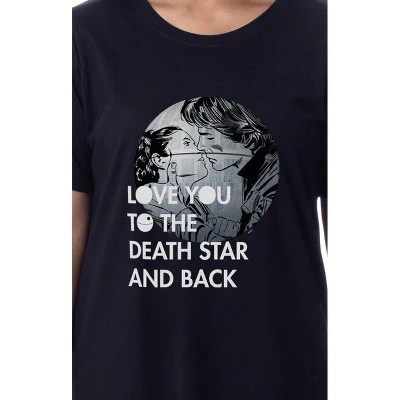 Star Wars Womens' Love You To The Death Star And Back Sleep Pajama Shirt Black