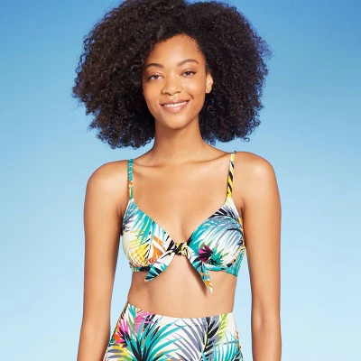 Women's Tie Detail Underwire Bikini Top - Shade & Shore™ Multi Palm Print - Image 5