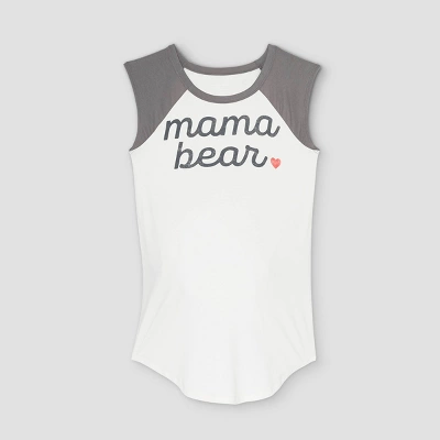 Sleeveless Mama Bear Baseball Graphic Maternity T-Shirt - Isabel Maternity By Ingrid & Isabel™ Cream - Image 2
