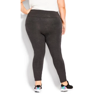 Women's Plus Size Pima High Rise Legging Charcoal - Petite | AVENUE LEISURE