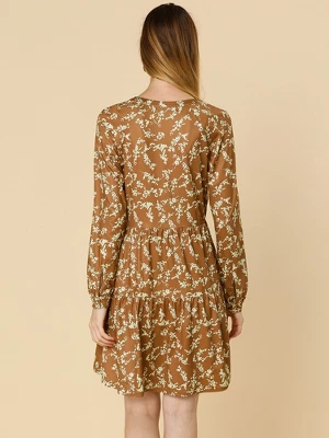 Allegra K Women's Spring Floral Long Sleeves V Neck Casual Babydoll Tiered Dress - Image 4