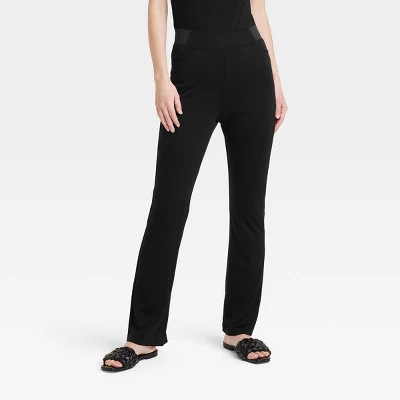 Women's High Waisted Ponte Flare Leggings With Pockets - A New Day™ Black - Image 3