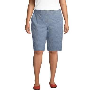 Lands' End Women's Plus Size Mid Rise Elastic Waist Pull On 12" Knockabout Chino Bermuda Shorts - Image 6