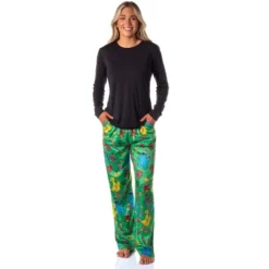 Sesame Street Women's Christmas Elmo Cookie Monster Sleep Pajama Pants Green