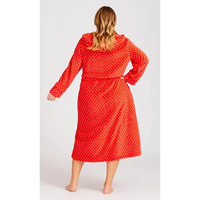 Women's Plus Size Zip Spot Robe - Red | AVENUE