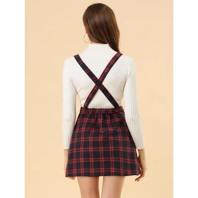 Allegra K Women's Checks Adjustable Strap Pinafore Overall Suspender Skirt - Image 4