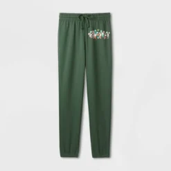 Adult's Peanuts Graphic Joggers - Dark Green