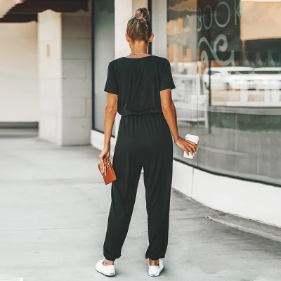 Women's Short Sleeve Wrap Loose Long Romper Jumpsuit - Cupshe - Image 2