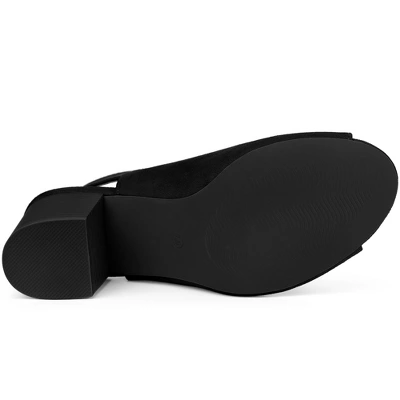 Perphy Women's Lace Up Peep Toe Slingback Heel Chunky Heels Ankle Boots - Image 4