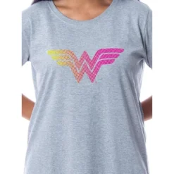 DC Comics Womens' Wonder Woman Superhero Nightgown Sleep Pajama Shirt Grey
