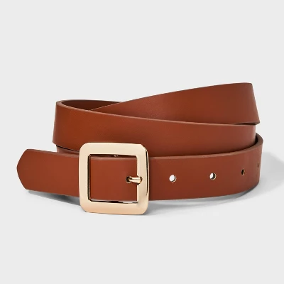 Women's Chunky Center Bar Buckle Belt - A New Day™ Brown - Image 4