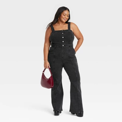 Women's Sleeveless Flare Leg Denim Jumpsuit - Ava & Viv™ - Image 2