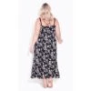 Women's Plus Size Lace Trim Mono Floral Maxi Sleep Dress - Black | AVENUE