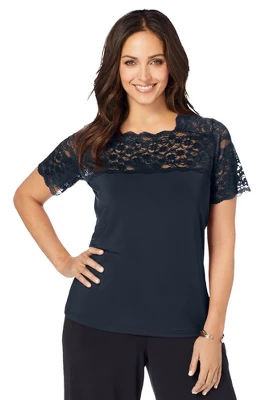 Jessica London Women’s Plus Size Lace Neckline Top - Image 5
