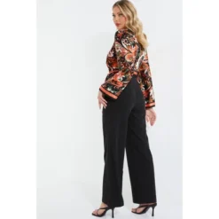 Paisley Satin 2 In 1 Palazzo Jumpsuit : Paisley Satin 2 In 1 Palazzo Jumpsuit Black8
