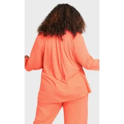 Women's Plus Size Button Print Sleep Top - Peach Spot | AVENUE