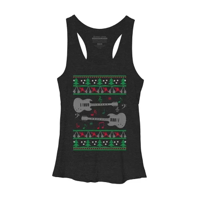 Women's Design By Humans Guitar Christmas By Sophialada Racerback Tank Top - Image 3