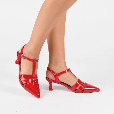 Journee Collection Womens Jazlynn Buckle Kitten Heel Pointed Toe Pumps - Image 8