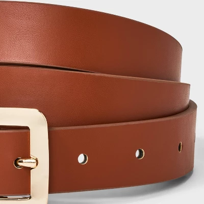 Women's Chunky Center Bar Buckle Belt - A New Day™ Brown - Image 2