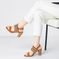 Allegra K Women's Boho Buckle Ankle Strap Chunky Heels Sandals