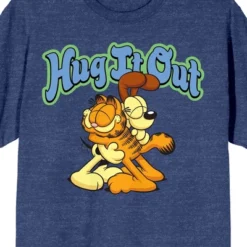 Garfield Hug It Out Crew Neck Short Sleeve Navy Women's T-shirt