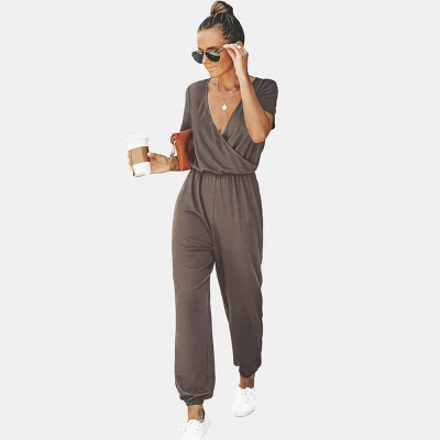 Women's Short Sleeve Wrap Loose Long Romper Jumpsuit - Cupshe - Image 8