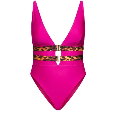 Women's Plus Size Vibeka Print One Piece Swimsuit - Magenta | CITY CHIC - Image 2