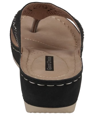 GC Shoes Bari Embellished Perforated Comfort Slide Wedge Sandals - Image 2