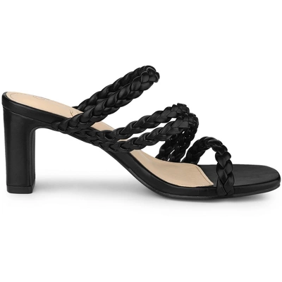 Perphy Square Toe Braided Heeled Chunky Heels Sandals For Women - Image 5