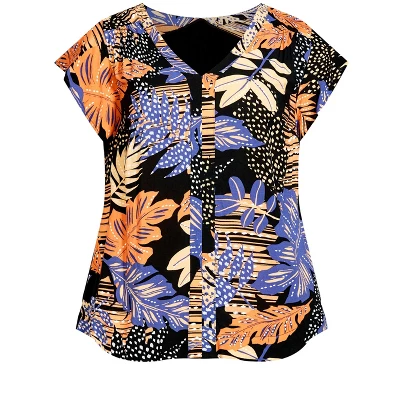 Women's Plus Size Mixed Media V - Skylight Palm | AVENUE - Image 2