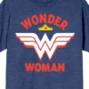 Wonder Woman Logo And Tiara Crew Neck Short Sleeve Navy Melange Women's T-shirt