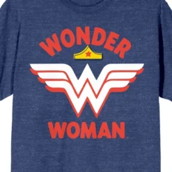 Wonder Woman Logo And Tiara Crew Neck Short Sleeve Navy Melange Women's T-shirt