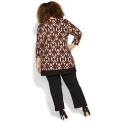 Women's Plus Size Ally Tunic - Black Ikat | AVENUE