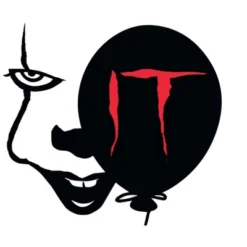 It 2017 Movie Pennywise And Black Balloon Women's White Graphic Tee