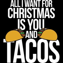 Women's Design By Humans All I Want For Christmas Is You And Tacos By BubbSnugg Racerback Tank Top