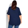 Women's Plus Size Knit Pleated Top - Navy | AVENUE