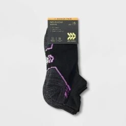 Women's Cushioned Active Striped 6+1 Bonus Pack No Show Tab Athletic Socks - All In Motion™ Black 4-10