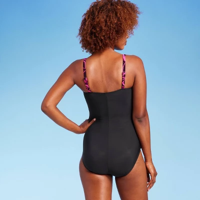 Women's UPF 50 Draped Front One Piece Swimsuit - Aqua Green®