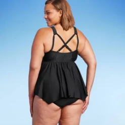 Women's Plunge V-Neck Strappy Back Tankini Top - Kona Sol™