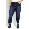 Women's Plus Size Girlfriend Rip Jean Dark Wash - Tall | AVENUE