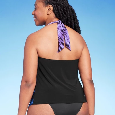 Women's UPF 50 High Neck Angled Tankini Top - Aqua Green® - Image 3